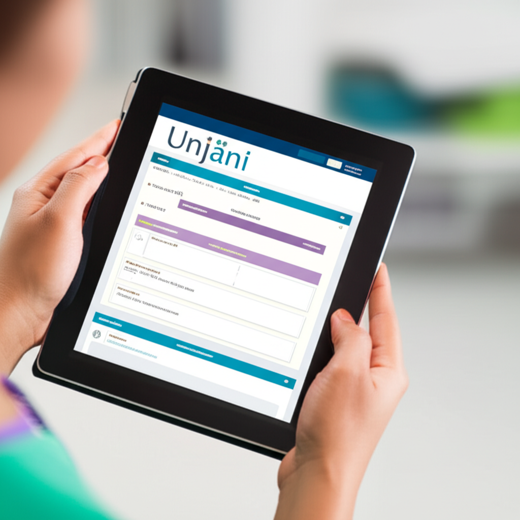 Unjani nurse using Clinic Assistant on tablet